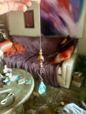 Amber and Aqua Crystal Suncatcher